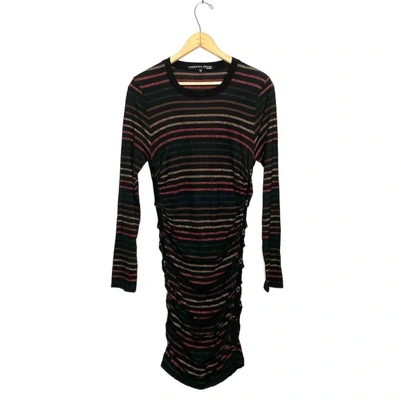 Veronica BeardDaphne Striped Metallic Long-Sleeve Dress